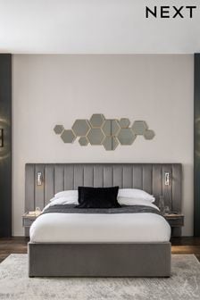 Opulent Velvet Steel Grey Mayfair Upholstered Ottoman Bed Frame with Bedsides (526938) | £1,199 - £1,299