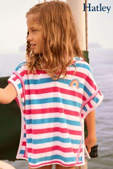 Hatley Pink Rainbow Beach Stripes Terry Hooded Cover-Up (529020) | £30