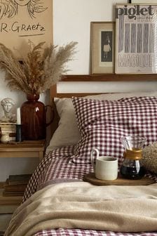 Piglet in Bed Berry Gingham Linen Duvet Cover