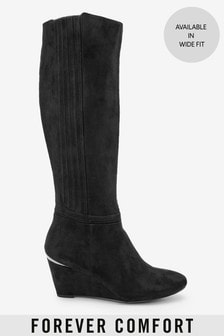 long black wedge boots uk