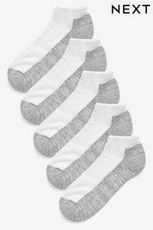 White/Grey 5 Pack Cushioned Trainer Socks (535006) | £12