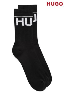 HUGO Black Iconic Rib Socks 2 Pack