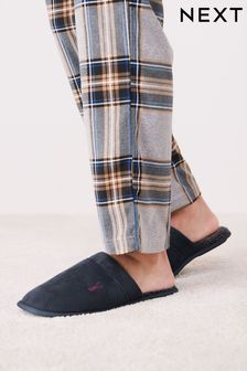 Navy Blue Stag Mule Slippers (542516) | £18
