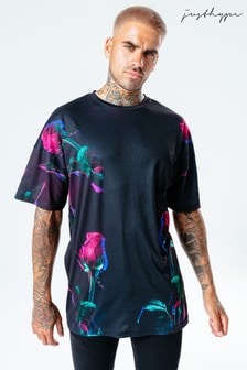 Hype. Mens Black Disco Rose T-Shirt