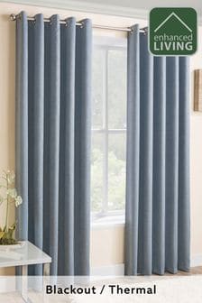 Enhanced Living Duck Egg Blue Vogue Ready Made Thermal Blockout Eyelet Curtains
