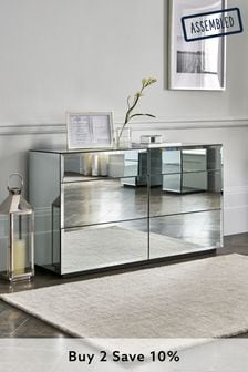 Sloane Mirrored 6 Drawer Wide Chest