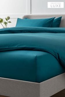 Dark Teal Blue Collection Luxe 400 Thread Count Deep Fitted 100% Egyptian Cotton Sateen Deep Fitted Sheet
