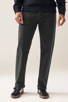 Black with Button Fly Straight Fit Essential Stretch Jeans (554982) | £25 - £28