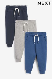 Blue/Grey/Navy 3 Pack Soft Touch Joggers (3mths-7yrs) (555049) | £21 - £25