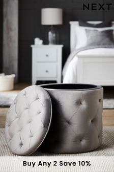 Opulent Velvet Steel Grey Hartford Upholstered Storage Footstool (557661) | £130