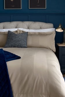 Mink Brown Waffle 300 Thread Count Collection Luxe 100% Cotton Duvet Cover And Pillowcase Set