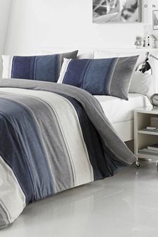 Fusion Blue Betley Duvet Cover and Pillowcase Set