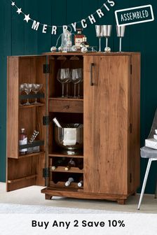 Dark Amsterdam Acacia Wood Drinks Cabinet (559651) | £675