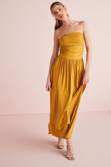 Ochre Yellow Bandeau Boobtube Maxi Dress (560433) | £34