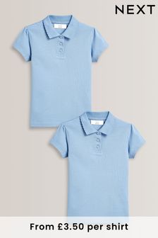 Blue 2 Pack Cotton Short Sleeve Polo Shirts (3-16yrs) (562039) | £7 - £12