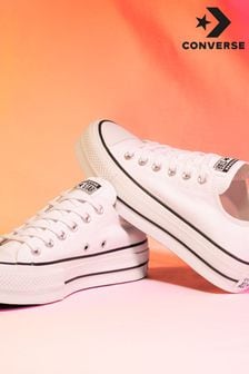 Converse White Platform Lift Chuck Ox Leather Trainers (571000) | £80