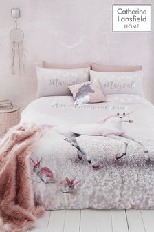 Catherine Lansfield Pink Enchanted Unicorn Duvet Cover and Pillowcase Set