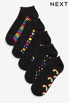 Rainbow Patterned Footbed Trainer Socks Five Pack (572885) | £10