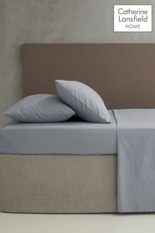 Catherine Lansfield Grey Percale Flat Sheet