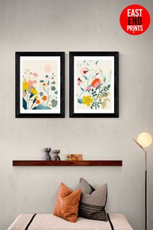 East End Prints Set of 2 Black Floral Meadow Wall Prints Set by Ana Rut Bre