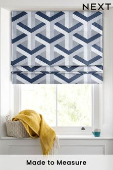 Navy Optical Geo Made To Measure Roman Blind