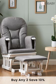 Obaby Reclining Glider White Chair and Stool