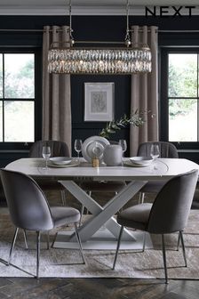 White Astoria Ceramic 6 to 8 Seater Extending Dining Table