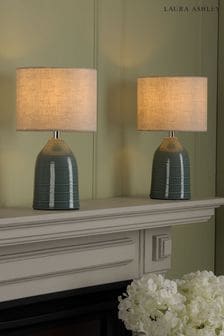 Set of 2 Blue Penny Complete Ceramic Table Lamps