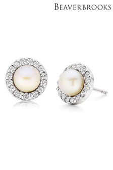 Beaverbrooks Freshwater Cultured Pearl And Cubic Zirconia Earrings (591219) | £39