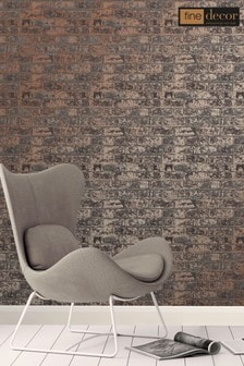 Fine Décor Bronze Loft Brick Wallpaper (593783) | £17