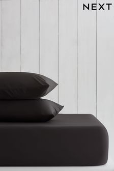 Graphite Black Cotton Rich Fitted Sheet (600350) | £12 - £19