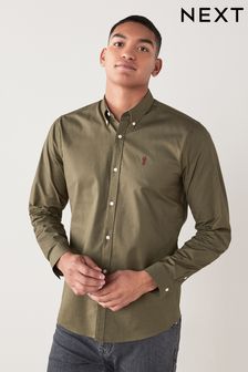 Green Regular Fit Long Sleeve Stretch Oxford Shirt (600557) | £28