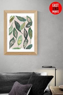 East End Prints Green Muted Collage Foliage Leaves by Katy Welsh