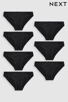 Black Bikini Cotton Rich Knickers 7 Pack (600686) | £12