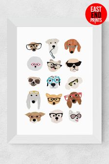 White Dogs in Glasses by Hanna Melin Framed Print