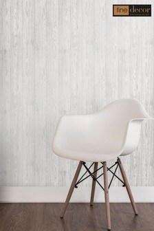 Fine Décor White Loft Wood Wallpaper