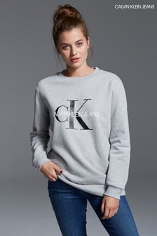 grey calvin klein hoodie women's