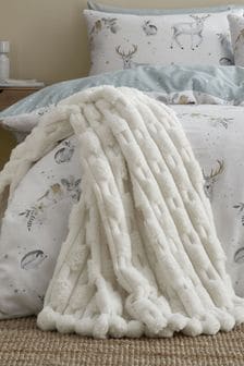 Cream Soft and Cosy Carved Faux Fur Throw