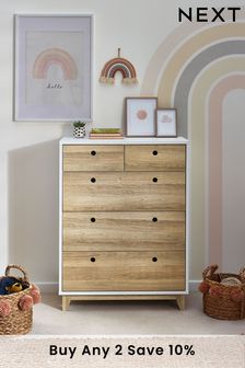 White/Wood Effect Parker Kids Nursery Multi Chest of Drawers (609302) | £375