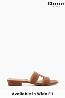 Dune London Tan Brown Loupe Leather Smart Slider Sandals (612957) | £95