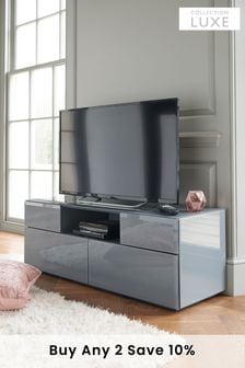 Sloane Grey Glass Wide TV Stand with Drawers (613299) | £525