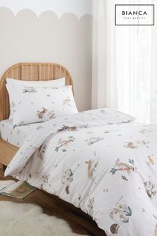 Bianca Natural Cotton Bunny Rabbit Friends Fitted Bed Sheet