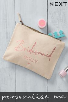 Cream Personalised Cream Bridesmaid Large Cosmetic Bag (618015) | £14