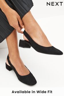 Black Suede Forever Comfort® Leather Slingback Low Block Heels (618525) | £42