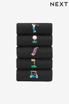 Black Golf 5 Pack Embroidered Socks (620014) | £12