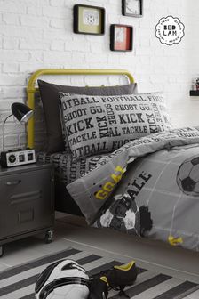 Bedlam Grey Football Duvet Cover And Pillowcase Set