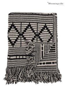 Bloomingville Black Recycled Cotton Black Throw