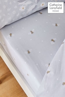Catherine Lansfield Grey Bee Happy Fitted Sheet