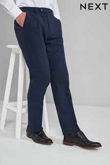 Navy Blue Regular Fit Machine Washable Plain Front Trousers (630628) | £18 - £20