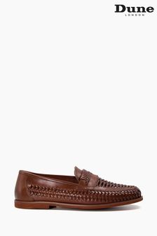 Dune London Tan Brown Brighton Rock Woven Leather Loafers